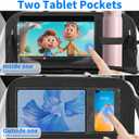 TCJJ Car Seat Organiser, Car Organiser Back Seat for kids, Car Backseat Seat Kick Protector with Tray and Touch Screen Tablet Storage Pockets Black/2 Pack