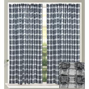 GOHD Fashion Plaids Boho Window Curtains Pattern Clipped Yarn Farmhouse 2 Panels Set for Bathroom/Bedroom/Living Room Vintage Chic Textured Drapes(63in,Black and White)
