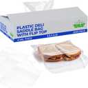 2000 Saddle Bags 6.5" X 6.25"  Clear Plastic Deli Flip Top Sandwich Saddle Bags Bulk - Perfect Portions Deli Food Service Plastic Wrap - Commercial Food Packaging Sandwich Wraps Restaurant Supplies