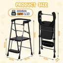 HBTower Kids 2 Steps Step Stool, Toddler Tower for Kitchen Counter Learning, Toddler Kitchen Stool Helper with Anti-Drop Safty Railing Kids Standing Folding Stepper (Black)