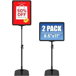 VAIIGO Sign Holder Stand 8.5 x 11, Adjustable Poster Stand for Table Top & Floor, Signage Display Stands, Floor Standing Sign Holder for Advertisement, Tradeshow, Store, Business, 2 Pack