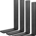 Floating Shelf Bracket 10 Inch, 4 Pack Heavy Duty Shelf Brackets, Black Wall Shelf Bracket for DIY Decorative with Mounting Hardware (L 10" x H 6" x W1.5")