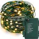 Battery Operated Starry Lights - 18FT 50 Micro LEDs, Warm White, Waterproof, Christmas Tree, Wreath, DIY Wedding