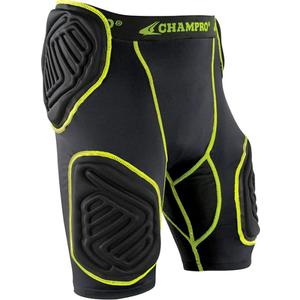 Champro Unisex-Adult Bull Rush 5-pad Integrated Girdle, Charcoal, Optic Blue Trim, Small