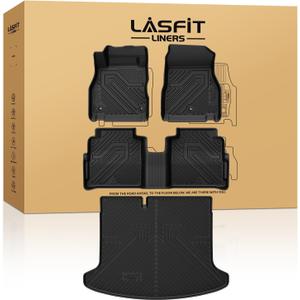 LASFIT Floor Mats & Cargo Mat for Nissan Kicks 2018-2024 & Kicks Play 2025, Custom Fit All Weather TPE Floor Liners for 2018-2024 Kicks & 2025 Kicks Play S/SR/SV Full Set Car Mats & Trunk Mat, Black