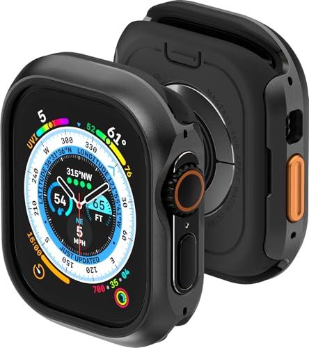 MAGEASY Aircraft-Grade Aluminum Rugged Case for Apple Watch Ultra 3, Ultra 2, Apple Watch Ultra 49mm | 2 in 1 Metal Hard Shell with Shockproof Inner Bumper for Max Protection, Odyssey - Midnight Black