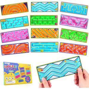 12-Pack Sensory Maze Fidget Toys for Kids & Adults: Quiet Squishy Calming Tools for Autism Children - Anxiety Fidgets for Travel & Office - Classroom Must Haves & Treasure Rewards Party Favors