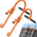 2 Pack Ladder Hooks for Roof Ridge with Wheel,Heavy Duty Ladder Roof Hook with Rubber Grip T-Bar,Upgrade Load-Bearing Steel Bars Extension Ladder Stabilizer for 500 lbs Weight (Patent Pending)