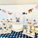 Farm Animal Birthday Party Decorations with Blue Truck (42 Pieces) Birthday Party Banner Cake Topper Cupcake Toppers and Hanging Swirls