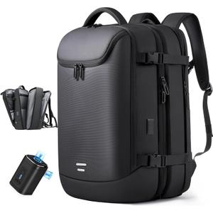 Vacuum Seal Travel Backpack 45L Expandable Air Compression System Water Resistant 17 Inches Laptop Backpack for Women & Men with USB Charging Port - Vacuum Pump Included