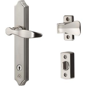 Ideal Security BK1215SC ML Lever Set Handle for Storm Doors and Screen Doors with Keyed Deadbolt Lock, 2-Posts with Tie-Down Screw, Surface Mount, Satin Chrome (Satin Silver)