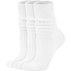 Women's Neon Scrunch Crew Socks 80s 90s Retro 3-Pack Cotton Stacked Boot Calf Cozy Ribbed Slouchy Socks Size 5-10