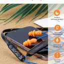 HomeSpot Noise Reduction Wireless Neckband Headphones with Qualcomm aptX HD, 27dB NRR, CVC Noise Cancelling Mic & Controls and 20H Playtime for Work Safety OSHA Compliant - Blue Wire Orange Earbuds
