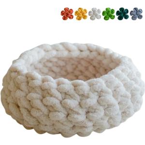 Cat Nest Bed - Premium Self Warming Handwoven Washable Extra Soft Round Cave House for Indoor Kitten & Kitty, Small & Large (Cloud White, Medium)