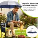 Garden Kneeler and Seat with Umbrella, 2-in-1 Foldable Gardening Stool with Adjustable Bracket, Detachable Tool Bags, Heavy Duty Kneeling Pad for Gardening (Beige Blue)