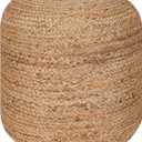 Palisa Ottoman Jute Pouf Handmade Knitted Poof Bean Bag Filling | Boho Pouffe for Living Room & Bedroom | Foot Rest Poufs for Office Home Decor (Natural, 16" D x 16" W x 18" H)