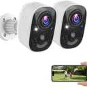Security Cameras Wireless Outdoor, 2K Battery Powered WiFi Wireless Security Camera Outdoor, AI Motion Detection, Color Night Vision IP66 Weatherproof 2-Way Talk Siren Alarm SD/Cloud Storage, 2 Pack