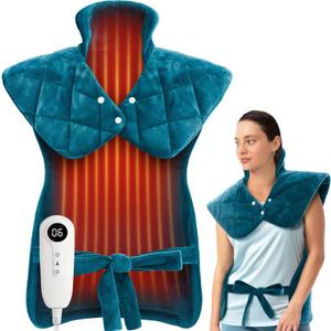 Weighted Electric Heating Pad for Neck, Shoulders and Back Pain Relief | Father's Day Gifts for Dad Husband,Gifts for Men Women, Birthday, Christmas | Fast Heating, 6 Heat Settings, 4 Timers, AutoOff