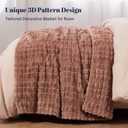 PHF Ultra Soft Flannel Fleece Blanket Queen Size, Lightweight 3D Jacquard Fleece Blanket, No Shedding, No Pilling, Luxury 340GSM Aesthetic Fluffy Cozy for Bed Room Decor, 90"x90", Mocha Mousse