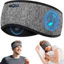 Sleep Headphones Bluetooth 6.0 Headband, 20H Playtime Headband Headphones with HD Stereo Speakers, Sports Wireless Earphones for Side Sleepers Workout Yoga Travel Meditation, Gifts for Women Men (LightGrey)