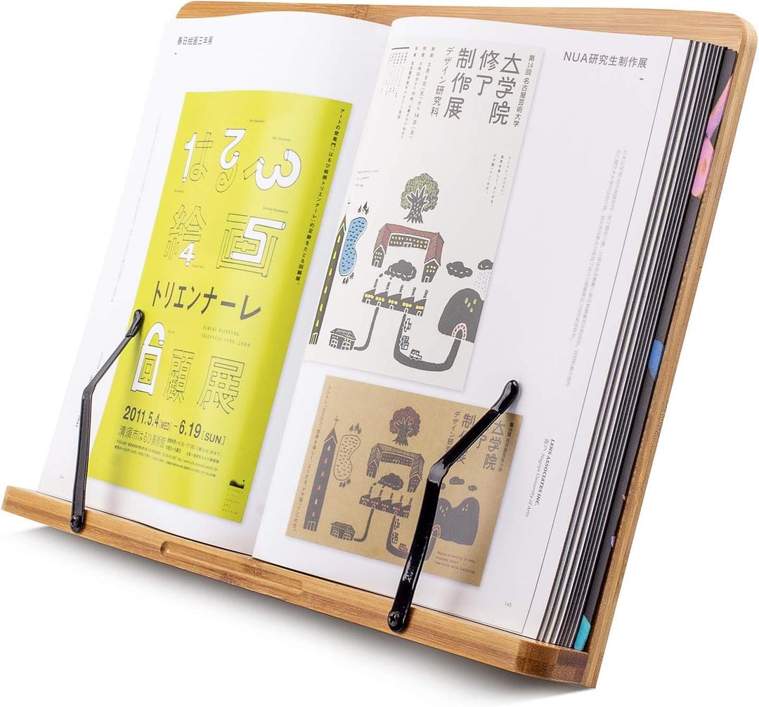 (19.68 x 14 Inch) Extra Large Book Stand for Reading Hands Free,Recipe Cookbook Holder for Kitchen Counter,Textbook Stands for Heavy Thick Books,Bamboo Holders for Bible,Tablet,Law School,Drawing