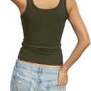 Womens Cotton Ribbed Tank Tops Basic Fitted Sleeveless Shirt y2k Slim Scoop Neck Top Cute Summer Going Out Tank (XL)