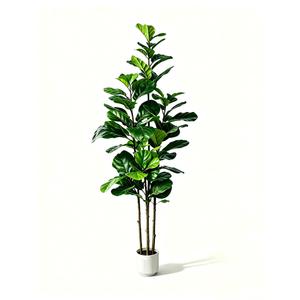 5FT Artificial Fiddle Leaf Fig Tree Three-Trunk, Large Faux Ficus Tree with White Planter, Tall Fake Fiddle Leaf Fig Tree Floor Plants for Indoor Living Room Office Home Decor