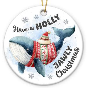 4 x Whale Christmas Ornament 2025 - Xmas Ornaments as Whale Gifts for Women, Animal Ornaments for Christmas Tree Decorations, Sea Animal Lover Gifts for Women Men Coworker Friend Family