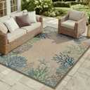 LIVEBOX Modern Easy Jute 5x7 Outdoor Rug, Washable Area Rugs for Living Room Patio Coastal Animal Indoor Outdoor Rug, Boho Farmhouse Non Slip Carpet for Backyard Foyer Dining Room(Olive, 5'x7')