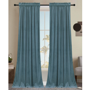 SMILETIME Sky Blue Velvet Curtains with Rod Pocket Thermal Insulated Soft Privacy Room Darkening Velvet Drapes for Bedroom and Living Room, Set of 2 Panels, 52 x 96 Inches Long