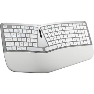 Nulea RT07B Wireless Ergonomic Keyboard - Split Keyboard, Wrist Rest, Natural Typing, Bluetooth and USB Connectivity, USB-C Rechargeable,Compatible with Windows Mac (Grey White)