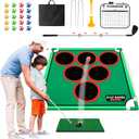 Battle Golf Game Play Set, Golf Chipping Cornhole Games for Adults with 20 Sticky Golf Balls, 6 Hole Covers, Golf Putting MatCarrying Bag, Indoor Outdoor Lawn Backyard Golf Gifts for MenKid