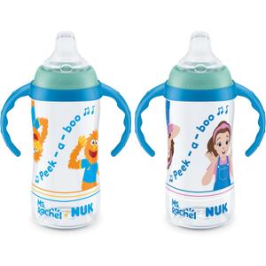 NUK Learner Cup, Ms. Rachel, 10 oz, 8+ Months, 2 pack Soft Spout, Easy-Grip Handles, BPA Free, Spill Proof Transition Sippy Cup