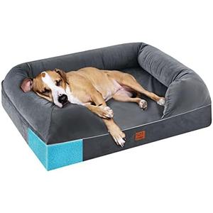 URPET Orthopedic Dog Bed Full Memory Foam, 36x28 inches, Grey, Waterproof Liner, Removable Cover, CertiPUR-US Certified