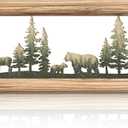 Wesiti Wooden Bear Wall Art 23.6 Inch, Wildlife Metal Rustic Decor