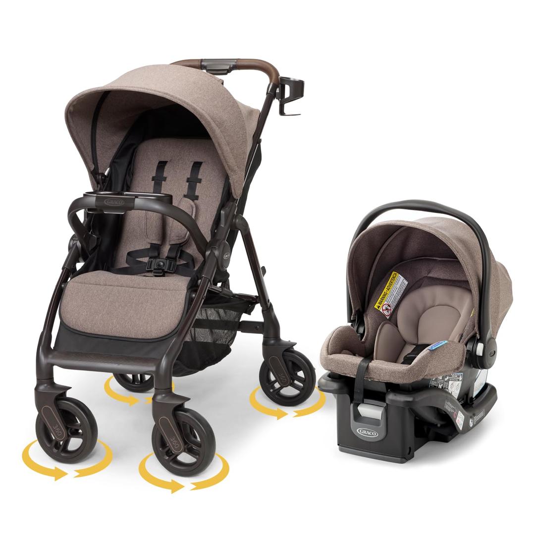 Graco Merge Travel System - Swivel Wheel Baby Stroller Car Seat Combo, Travel System Stroller with 360-Degree Rotating Wheels MFD: 03-02-26