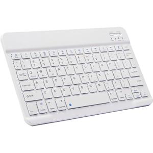 Bluetooth Keyboard Mini Wireless Keyboard for Apple iPad 10th/11 Generation, Amazon Fire HD 10/8 Max 11, Samsung Tablet, Android Phone - 10-Inch Slim, Portable, Rechargeable, White
