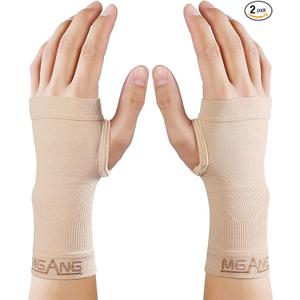 MGANG Wrist Support Sleeves, 1 Pair Wrist Compression Gloves for Unisex, 20-30 mmHg Wrist Brace Support for Carpal Tunnel, RSI, Tendonitis, Sprains, HandInstability, Pain Relief, Beige XL