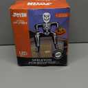 JOYIN 8.5ft Halloween Inflatable Skeleton, Blow Up Skeleton Holding Pumpkin for Rooftop Outdoor Decoration with LED Light, Blow Up Skeleton Sitting On The Roof for Halloween Rooftop Yard Party Decor