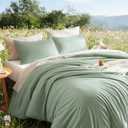Litanika Oversized King Comforter Set 120x98, 3 Pieces Sage Green Lightweight Solid Bedding Set, All Season Fluffy Bed Set Quilt Blanket (1 Comforter & 2 Pillowcases)