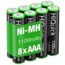 HiQuick Rechargeable AAA Batteries 8 Pack, 1100mAh NiMH Triple AAA Batteries Pre-Charged