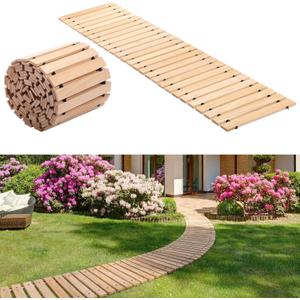 Landical 24ft Wooden Garden Pathway with Non Slip Surface Roll Out Boardwalk Walkways Road Floor Pathway Rustic Path Decorative Patio Pavers for Outdoor Garden Beach Wedding Party (Natural)