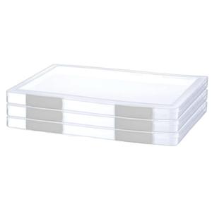 3 Pcs Clear A4 File Portable Project Case, Plastic Storage Box for 8.5" x 11" Letter Paper, Scrapbook Paper Storage Boxes Documents Magazines Holder (white)