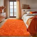 ONASAR Orange Area Rugs for Bedroom Living Room, Fluffy 4x6 Indoor Bedside Floor Throw Rug, Soft Plush Shaggy Carpet for Nursery Kids Girls Boys Teen Dorm Home Office Decor Aesthetic