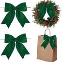 AIMUDI Green Bows for Christmas Tree 5'' Dark Green Hand Felted Christmas Bow for Gift Wrapping Premade Bow for Presents Crafts Wreaths Fireplaces Winter Holiday Christmas Decorations, 24 PCs