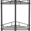 HuggieGems 4 Tier Floor Standing Corner Shower Caddy Organizer Shelf with Hooks, Bathroom Shelves Stand Rack, Black