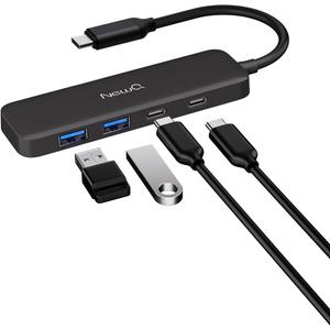NewQ Dual USB C USB A 3.0 Hub: USB C to USB 3.0 with 4 Ports, Ultra Slim Portable USB Splitter Adapter for Laptop, PS5, Flash Drive, HDD, Xbox, Printer, Mouse, Keyboard (15 cm)
