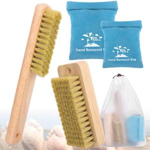 Mity rain 4PCS Beach Essentials Set - Sand Remover for Beach, Including 2PCS Sand Removal Bags and 2PCS Sand Brushes for Sand Volleyball Beach Feet, Beach Accessories Must Haves