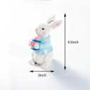 Easter Bunny Figurines 2-Piece Set  Hand-Painted Ceramic Rabbit Statues with Carrot and Egg, Cute Spring Easter Decorations for Home, Table Centerpiece