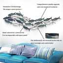 Coastal Metal Fish Wall Decor, Large Nautical Fish Wall Décor,School of 20 Fish Wall Art,3D Fish Wall Sculpture,Fish Metallic Art Decor,Perfect for Living Room,Bedroom,Beach Or Boat Decor,59" X 16.5"